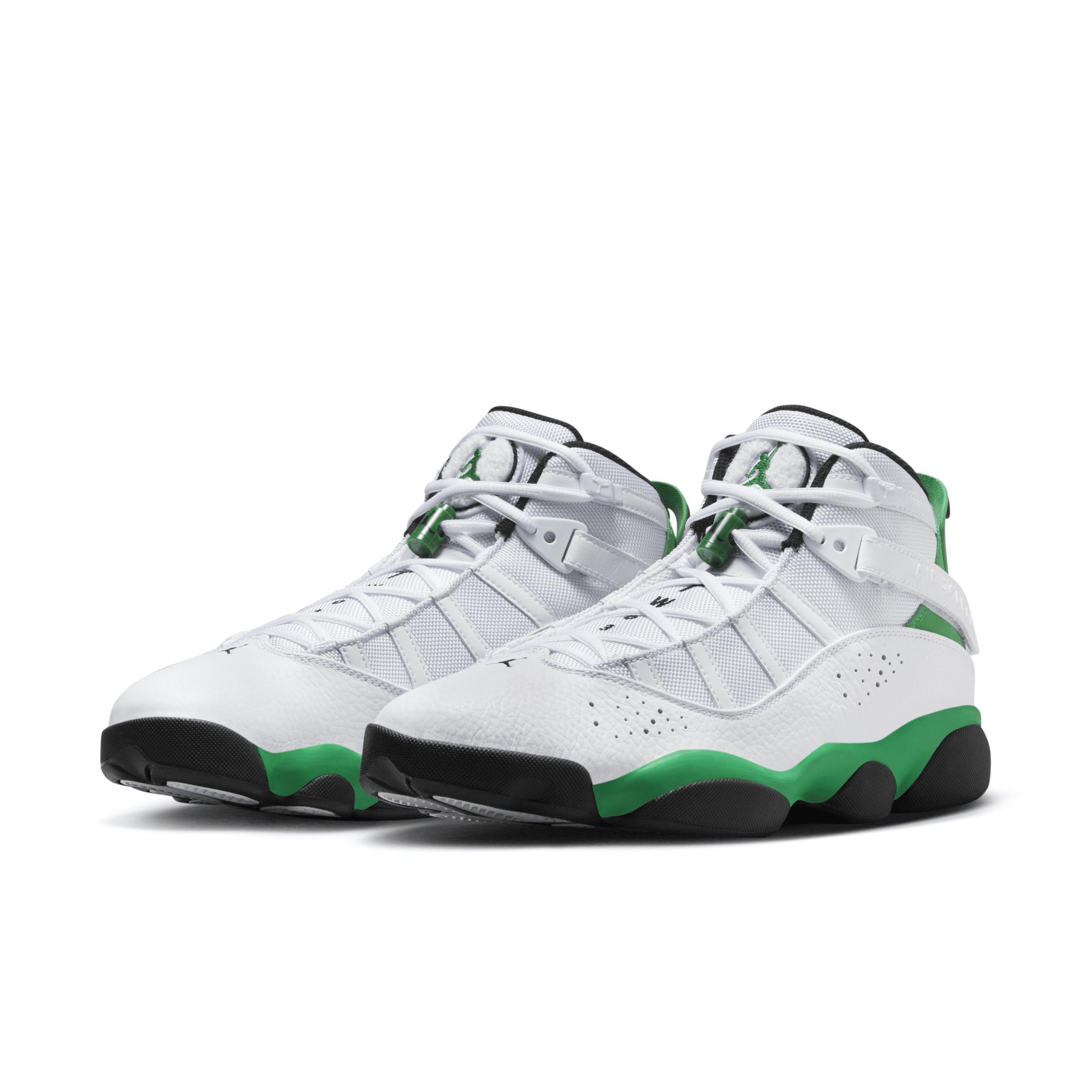 Jordan Mens Jordan 6 Rings - Mens Shoes White/Black/Lucky Green Product Image