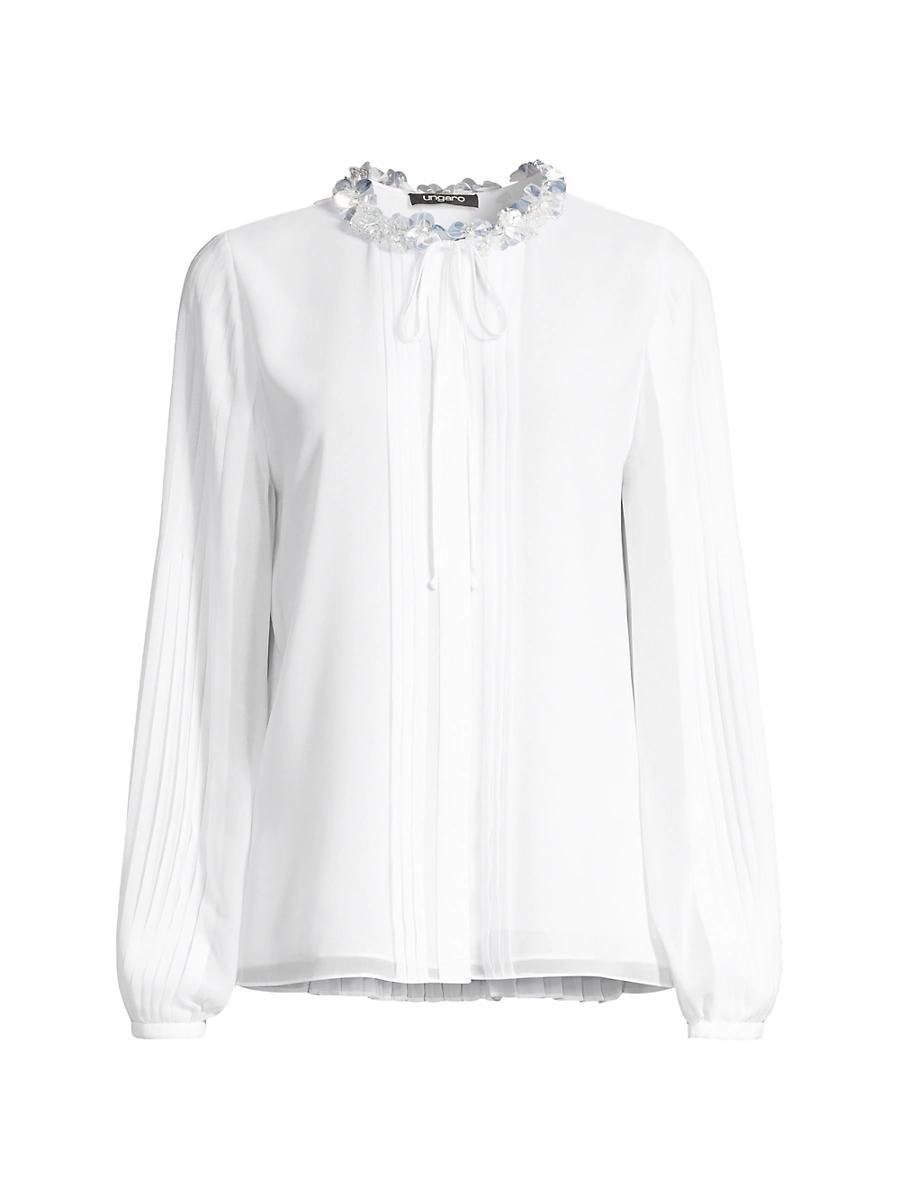 Womens Dakota Embellished Crepe Chiffon Blouse Product Image