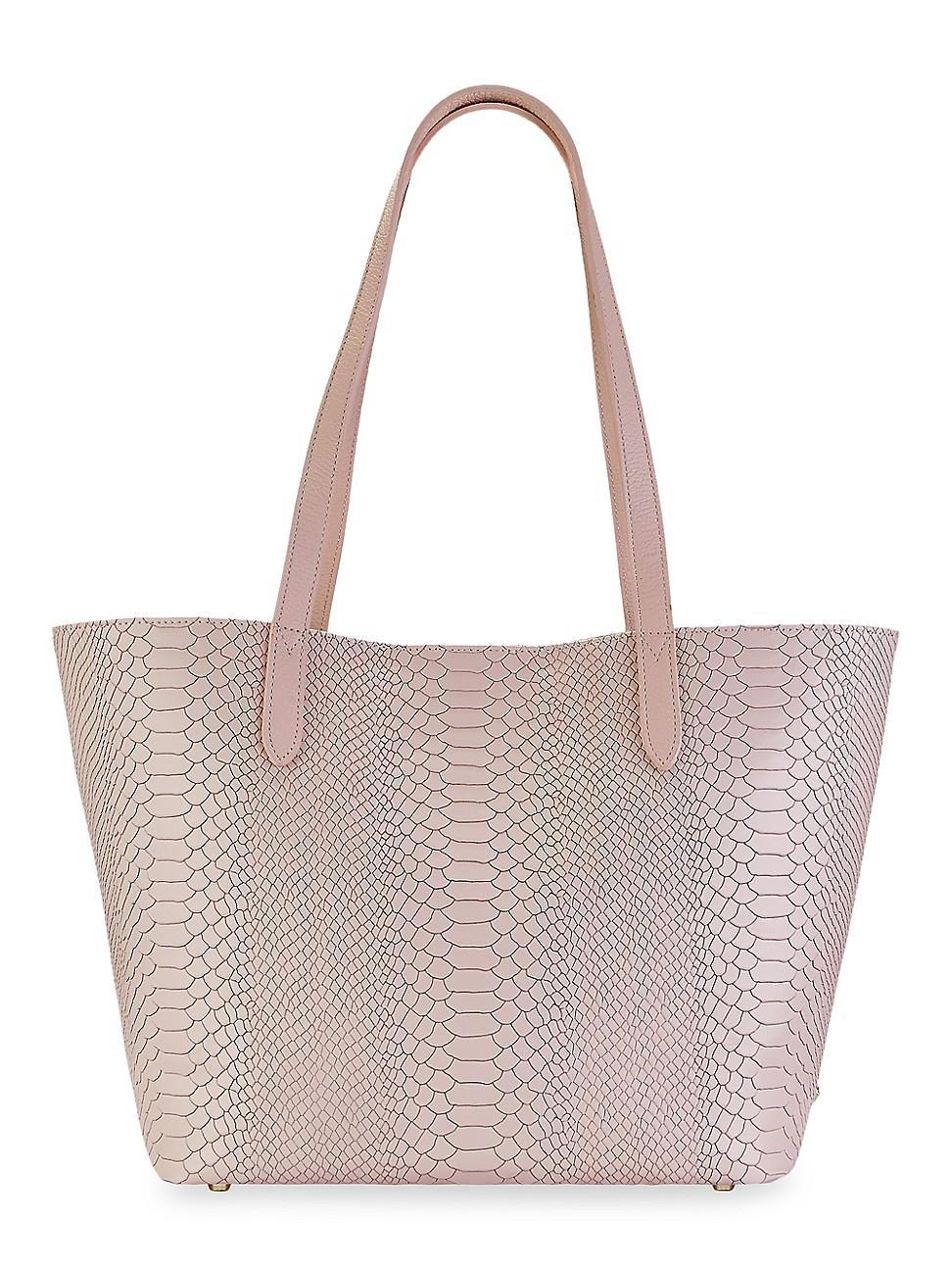 Womens Teddie Python-Embossed Leather Tote Product Image