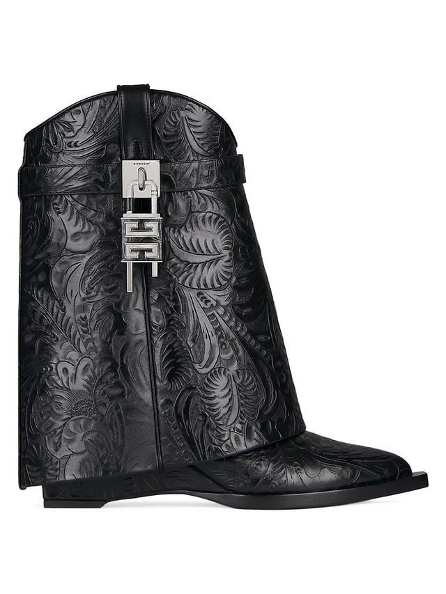 Womens Shark Lock Cowboy Ankle Boots In Western Leather Product Image