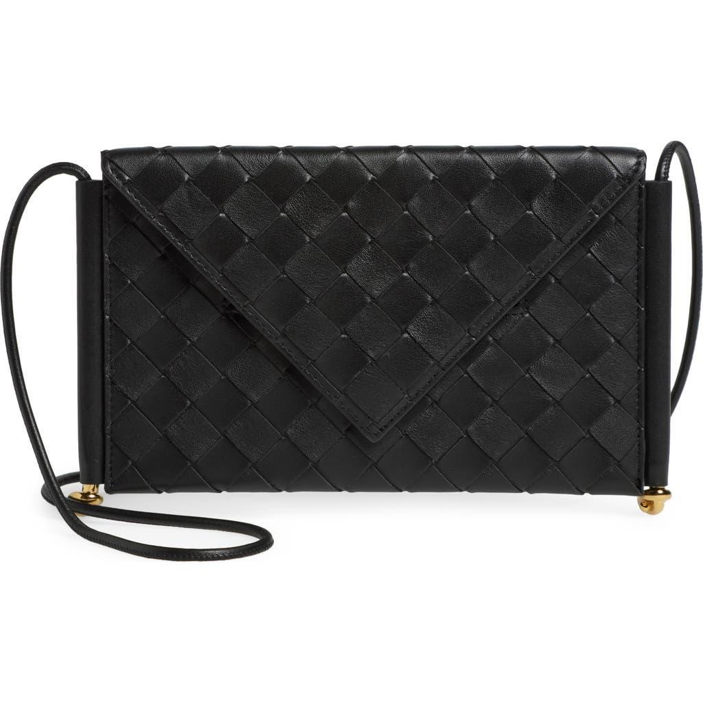 Solstice Envelope Intrecciato Leather Crossbody Bag In Black Product Image