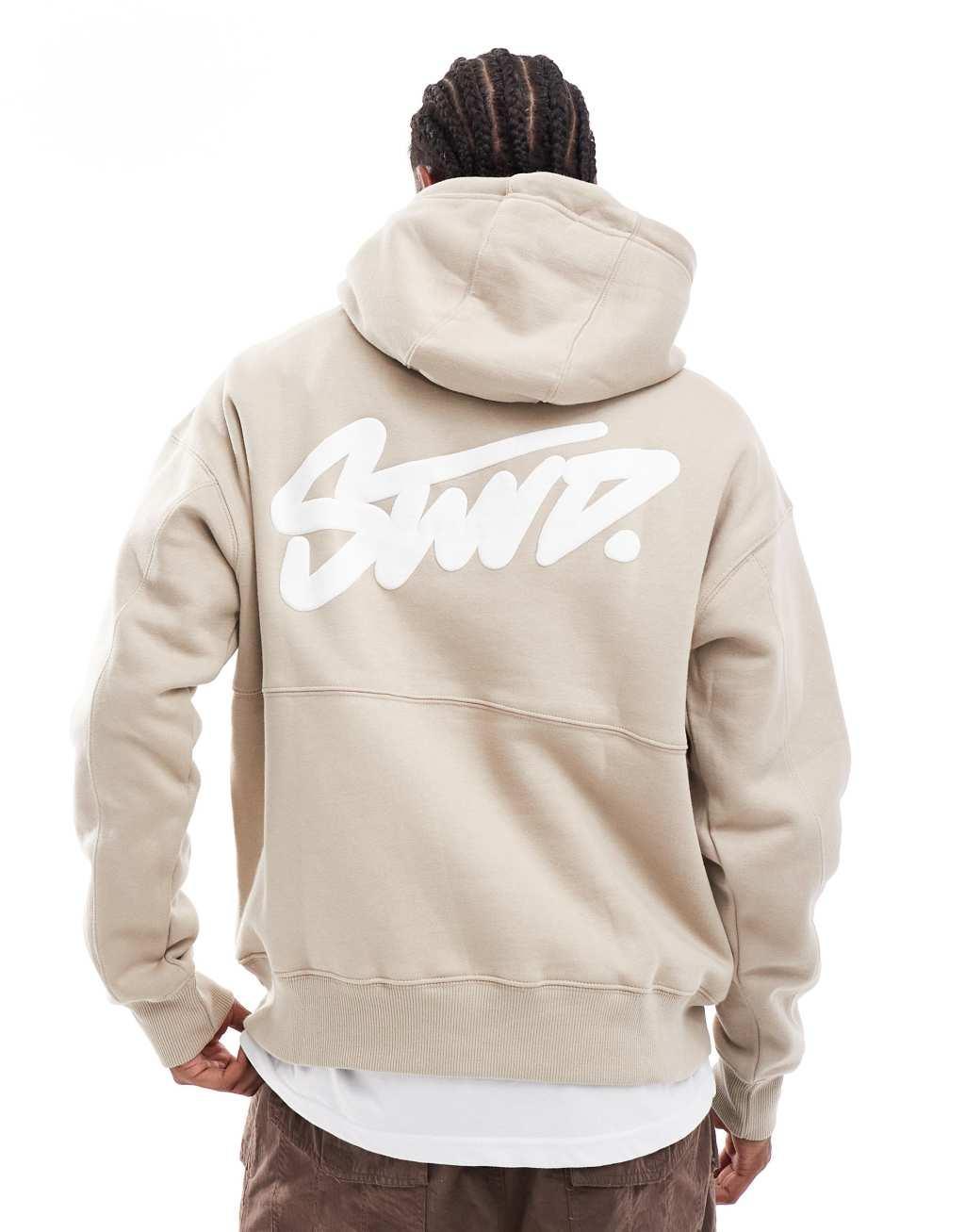 Pull&Bear STWD hoodie in ecru Product Image