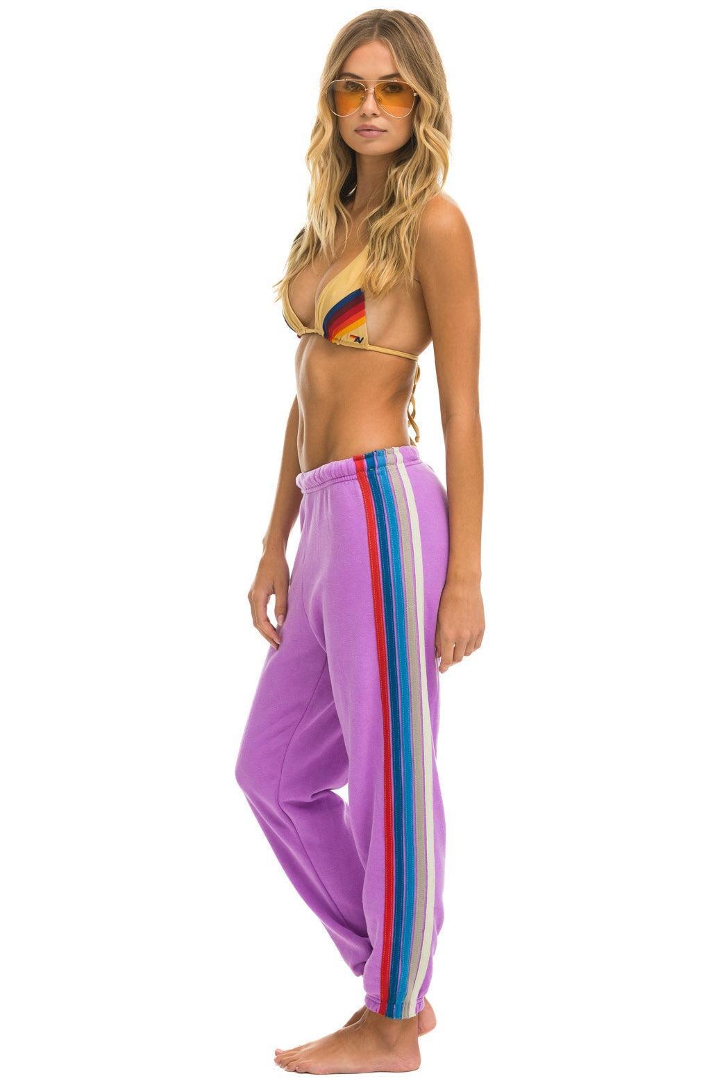 5 STRIPE SWEATPANTS - NEON PURPLE // USA Female Product Image