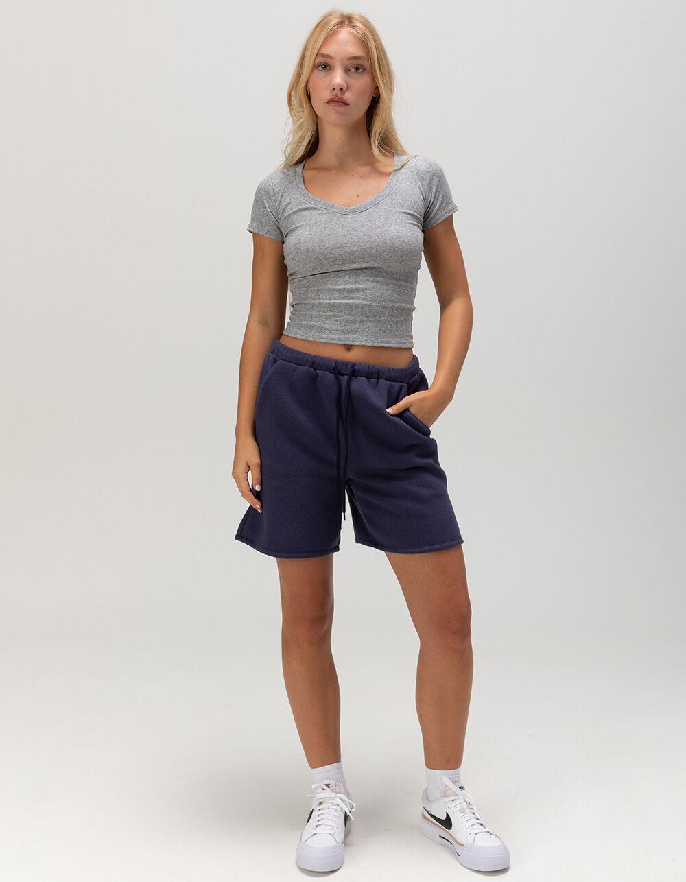 TILLYS V-Neck Rib Womens Tee Product Image