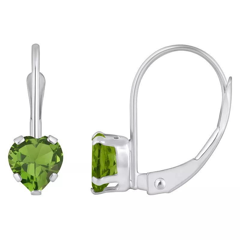 Celebration Gems 10k Gold Heart Shape Peridot Leverback Earrings, Womens, Green Product Image