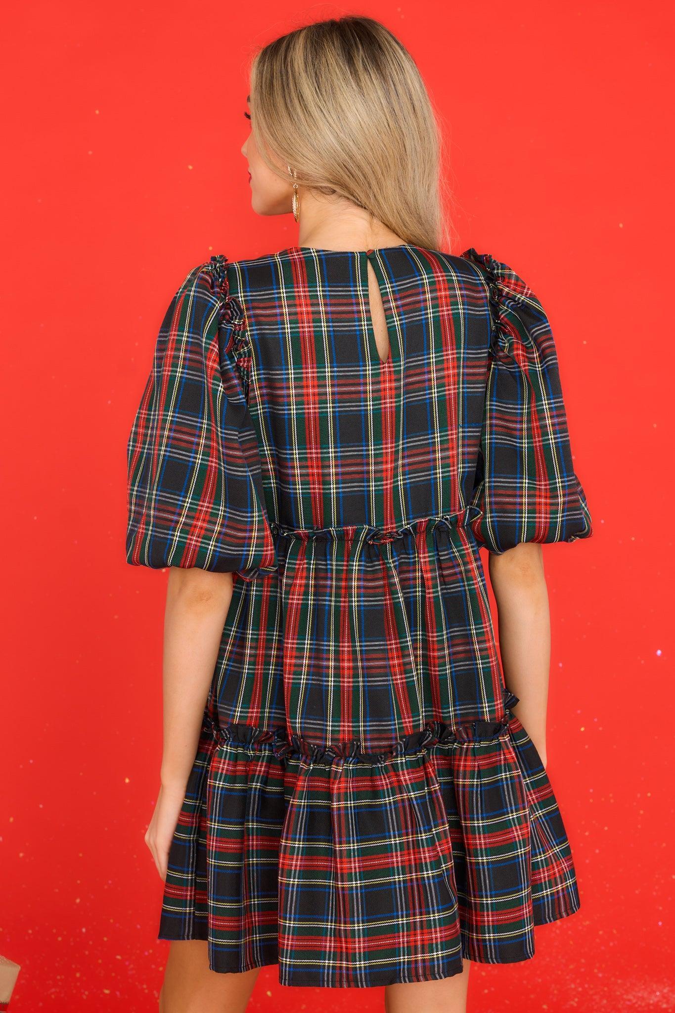 Aura The Gift Of You Black Plaid Dress Product Image