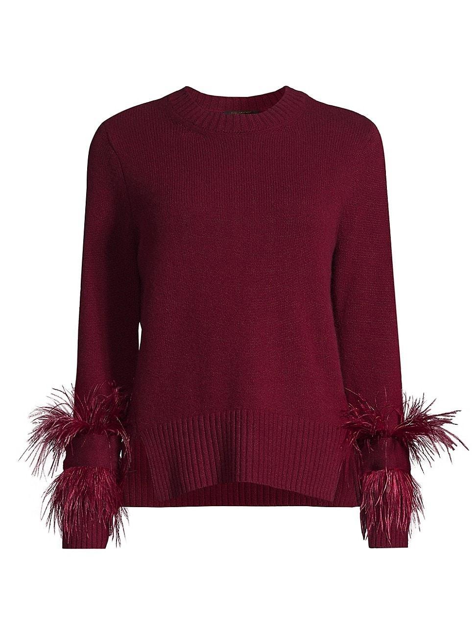 Womens Billie Cashmere & Faux Feather Sweater Product Image