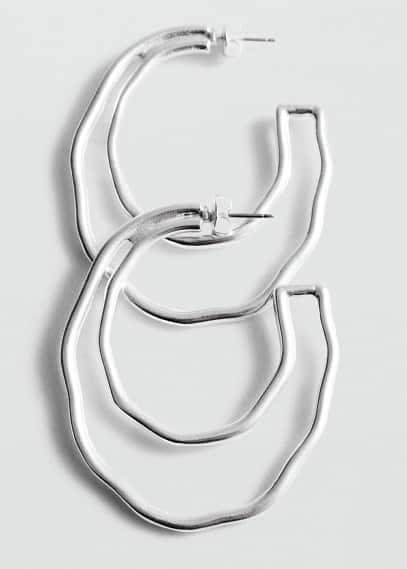 MANGO - Irregular double hoop earrings - One size - Women Product Image