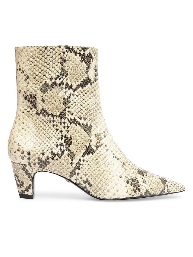 Womens Dellia 55MM Snake-Embossed Leather Booties Product Image