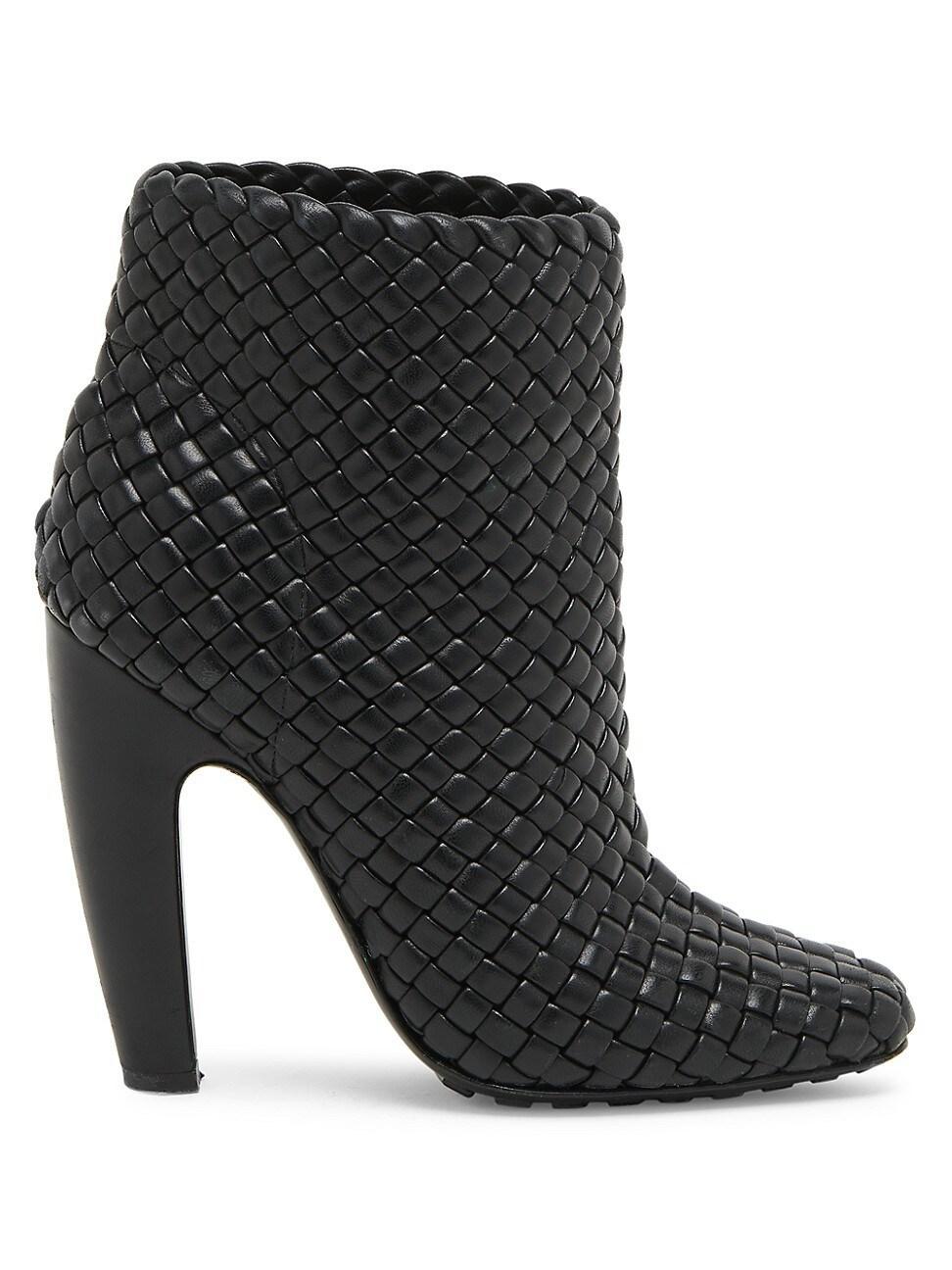 Womens Woven Leather Ankle Boots Product Image