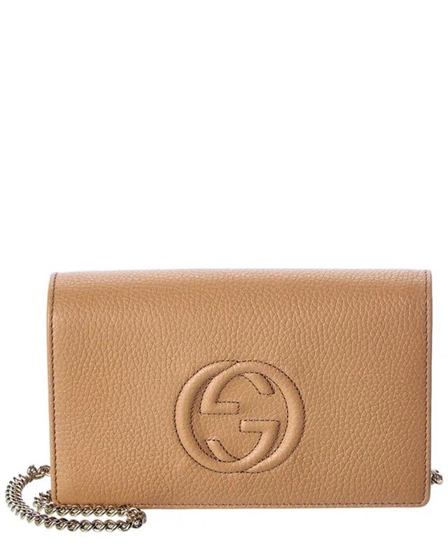 Soho Leather Crossbody In Beige Product Image