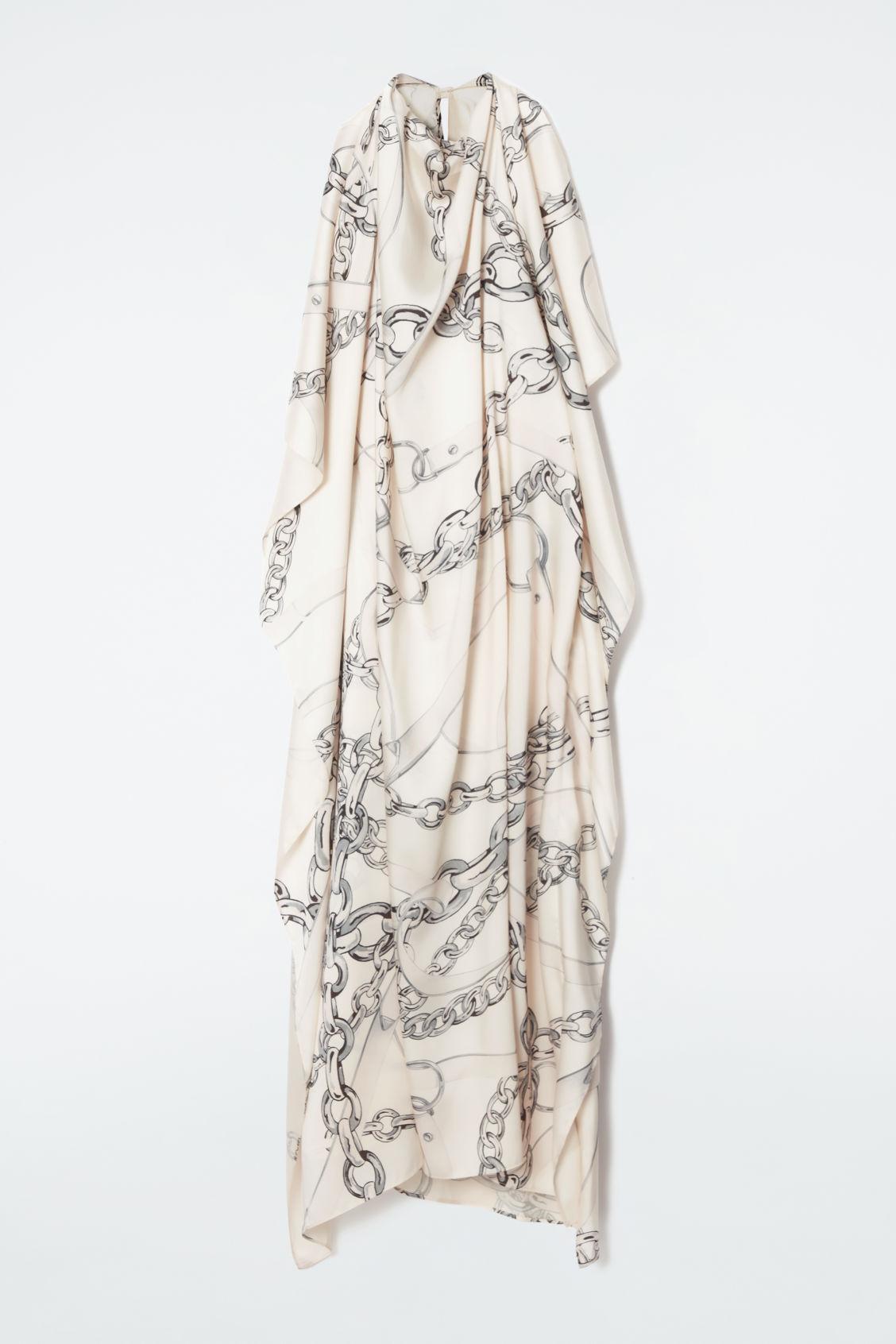 ASYMMETRIC CHAIN-PRINT MIDI DRESS Product Image