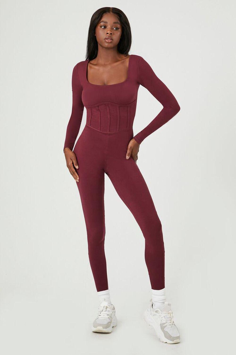 Active Long-Sleeve Corset Jumpsuit | Forever 21 Product Image