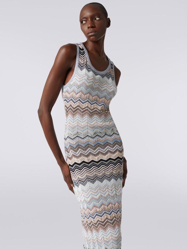 Chevron lamé knit long dress with sequins Multicoloured | Missoni Product Image