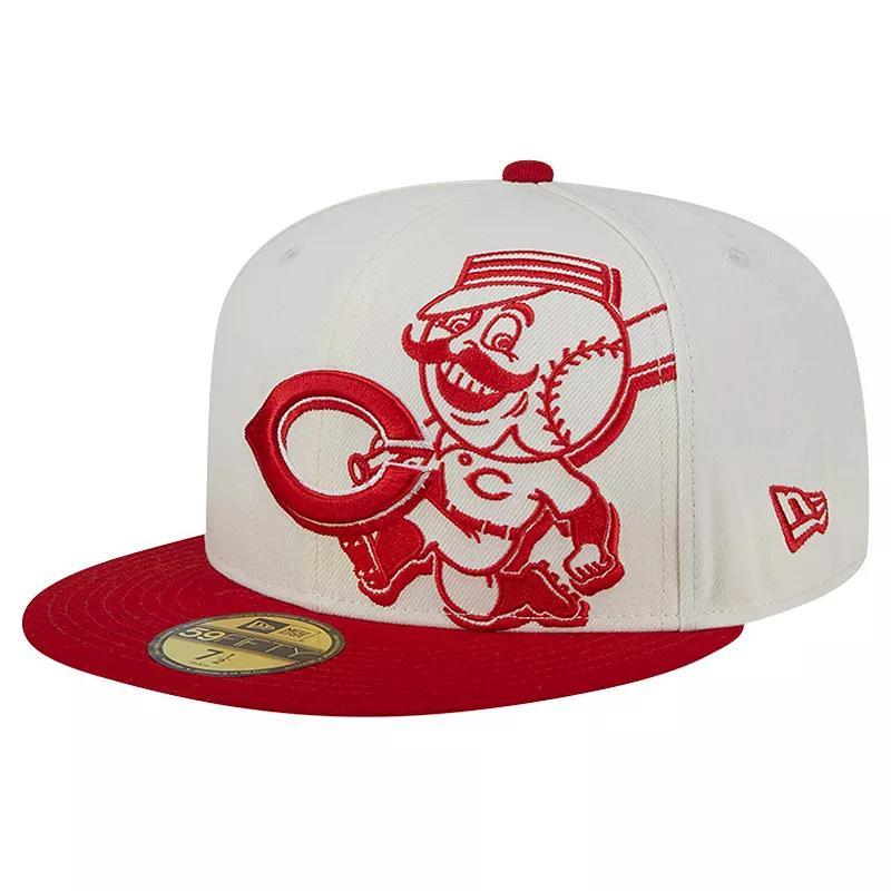 Mens New Era Cream/Red Cincinnati Reds Lonestar 59FIFTY Fitted Hat Product Image