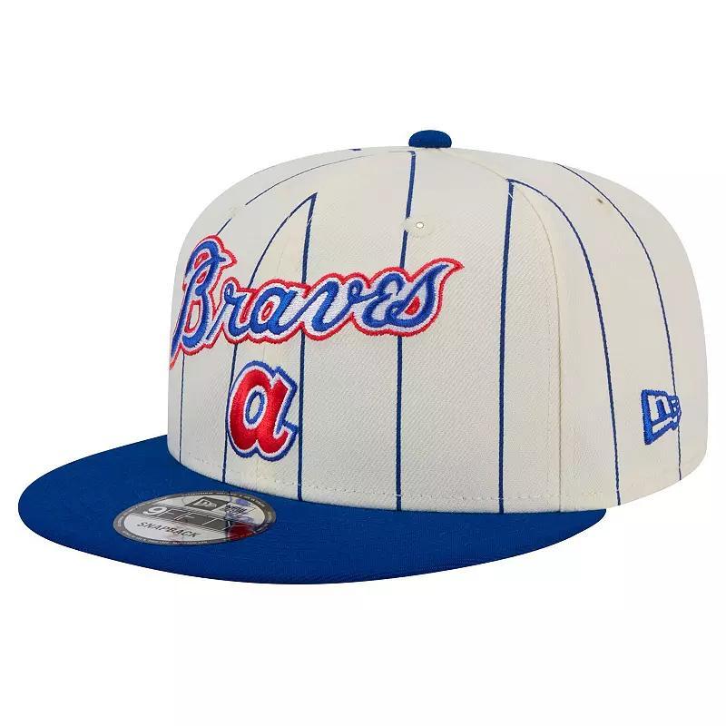 Mens New Era White Atlanta Braves Jersey Pinstripe 9FIFTY Snapback Hat Product Image