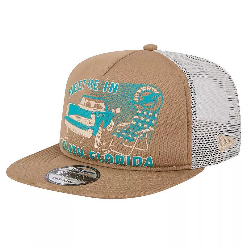 Mens New Era Tan Miami Dolphins Meet Me 9FIFTY Snapback Hat Product Image