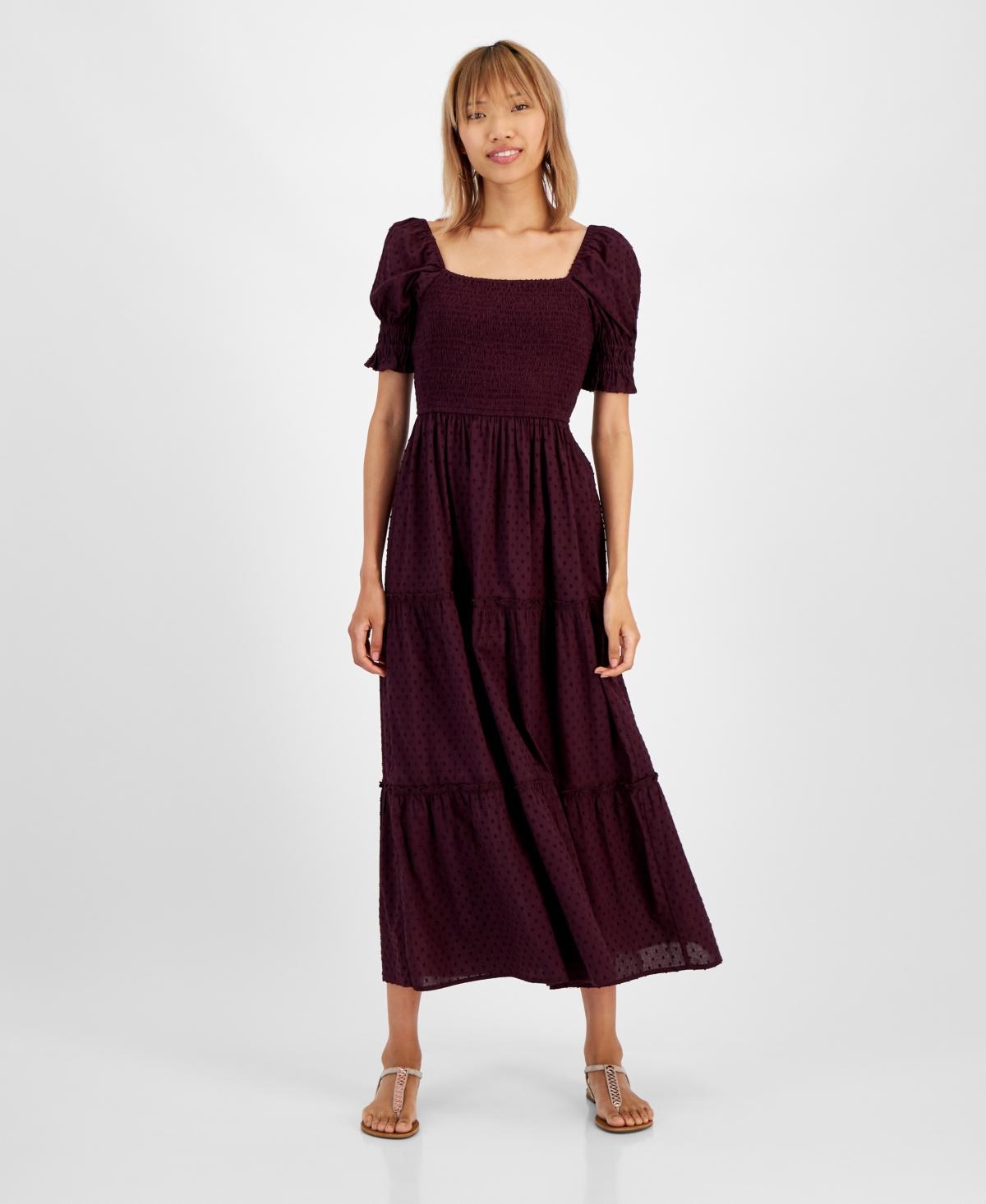 And Now This Womens Cotton Smocked Puff-Sleeve Tiered Maxi Dress, Created for Macys Product Image