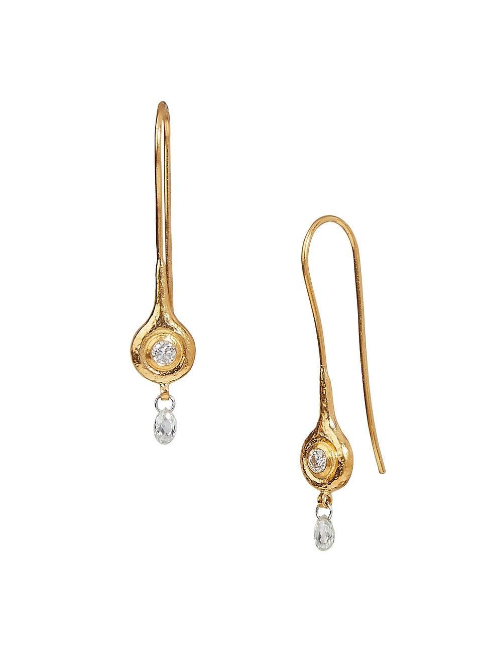 Womens Droplet 24K Gold & Diamond Drop Earrings Product Image