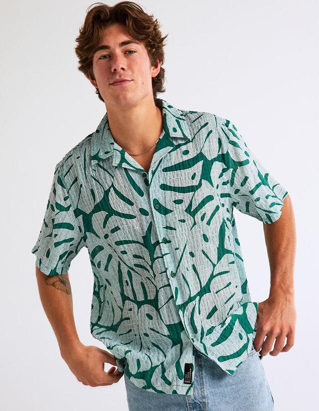 RSQ Mens Texture Leaf Camp Shirt Product Image