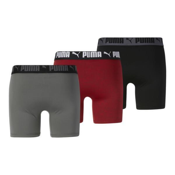 PUMA Men's Athletic Boxer Briefs 3 Pack in Red/Grey Product Image