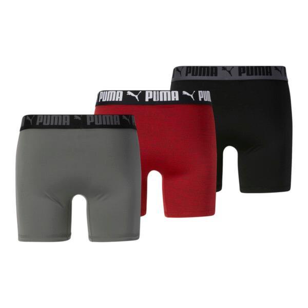 PUMA Men's Athletic Boxer Briefs 3 Pack in Red/Grey Product Image