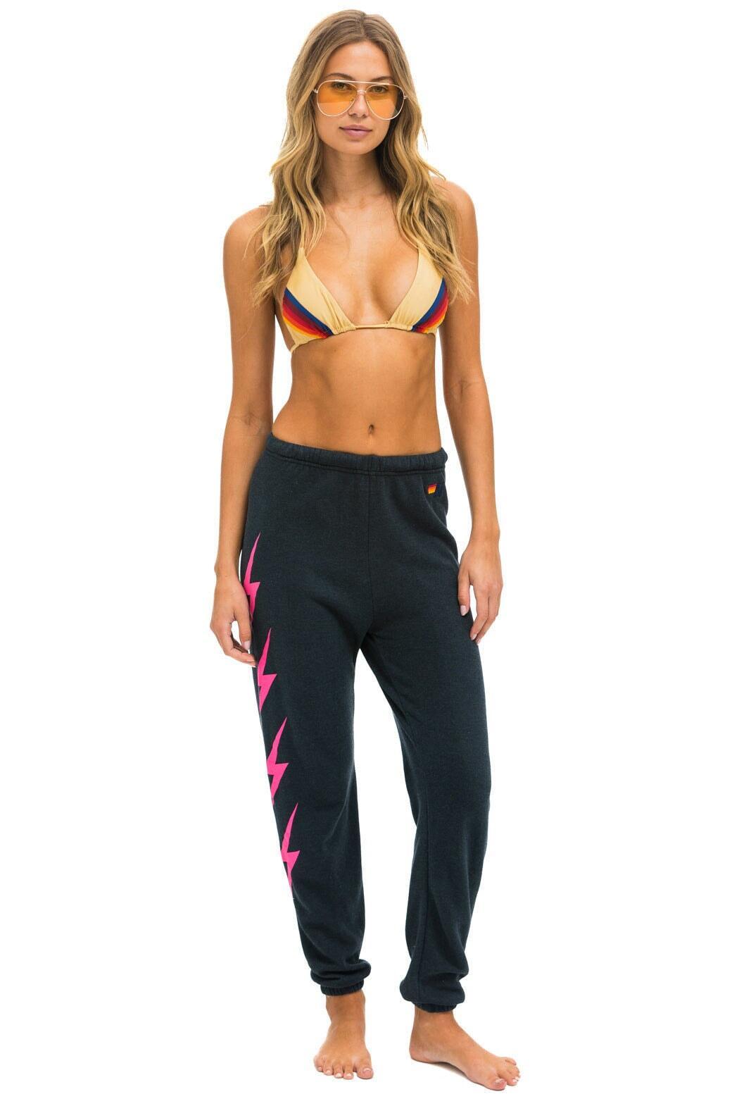 BOLT 4 SWEATPANTS - CHARCOAL // NEON PINK Female Product Image