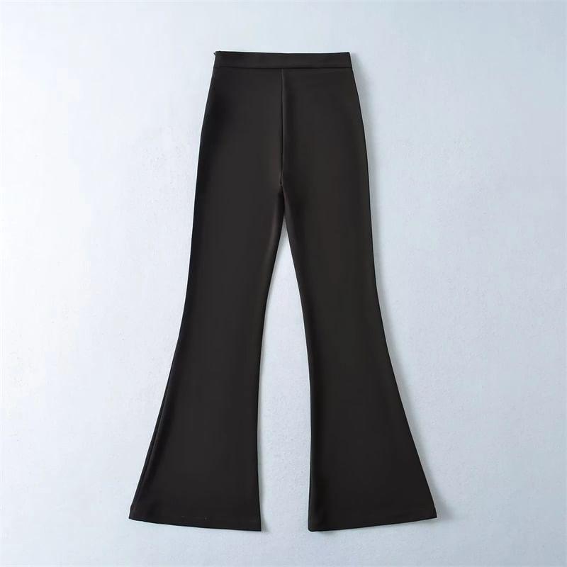 High Rise Plain Flared Pants Product Image