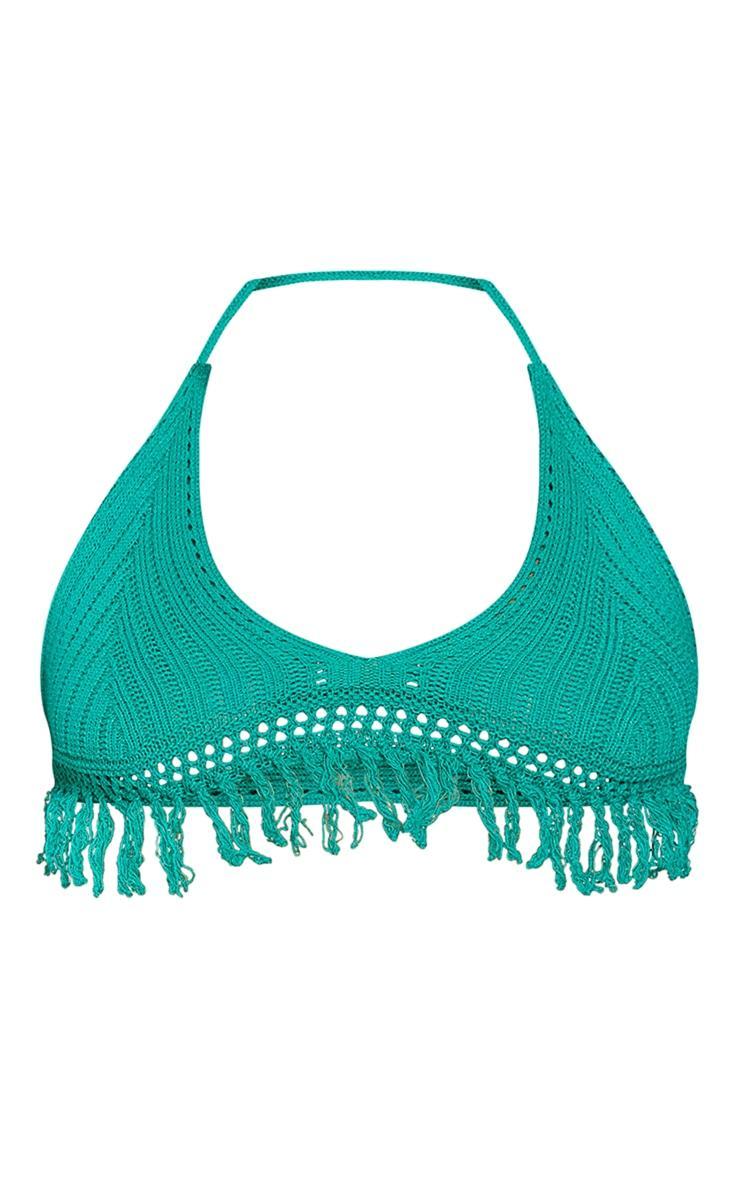 Green Frill Edge Detail Crochet Bralet Product Image