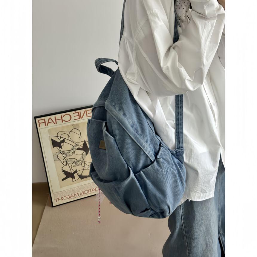 Applique Denim Backpack Product Image