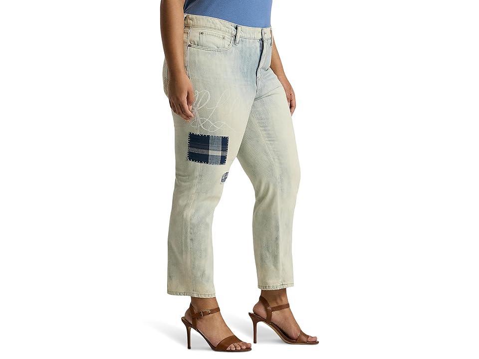 Lauren Ralph Lauren Plus-Size Patchwork Relaxed Tapered Ankle Jean (Belleville Wash) Women's Jeans Product Image