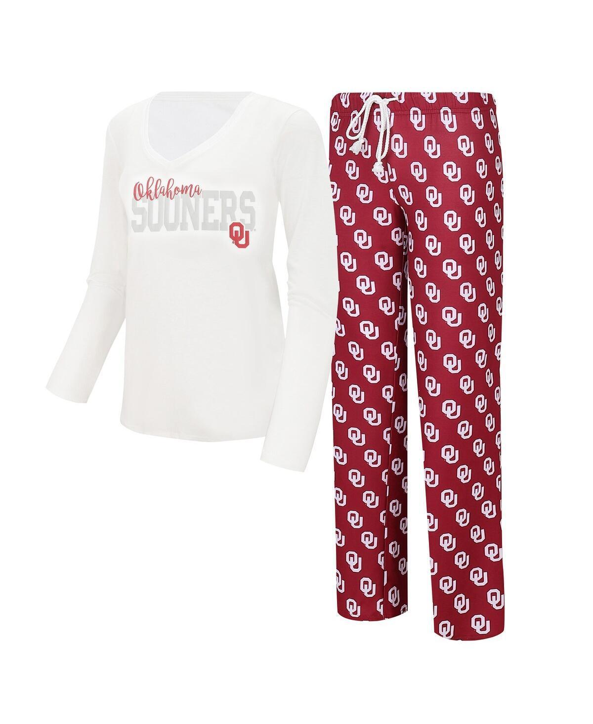 Womens Concepts Sport /Crimson Oklahoma Sooners Long Sleeve V-Neck T-Shirt & Gauge Pants Sleep Set Product Image