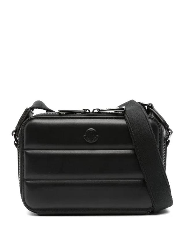 Logo-appliqué Leather Messenger Bag In Black Product Image