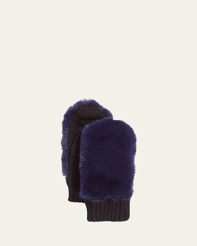 Faux-Fur Knit Mittens Product Image