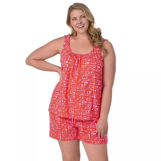 Plus Size Cuddl Duds Cozy Pajama Tank And Pajama Shorts Set, Womens Product Image