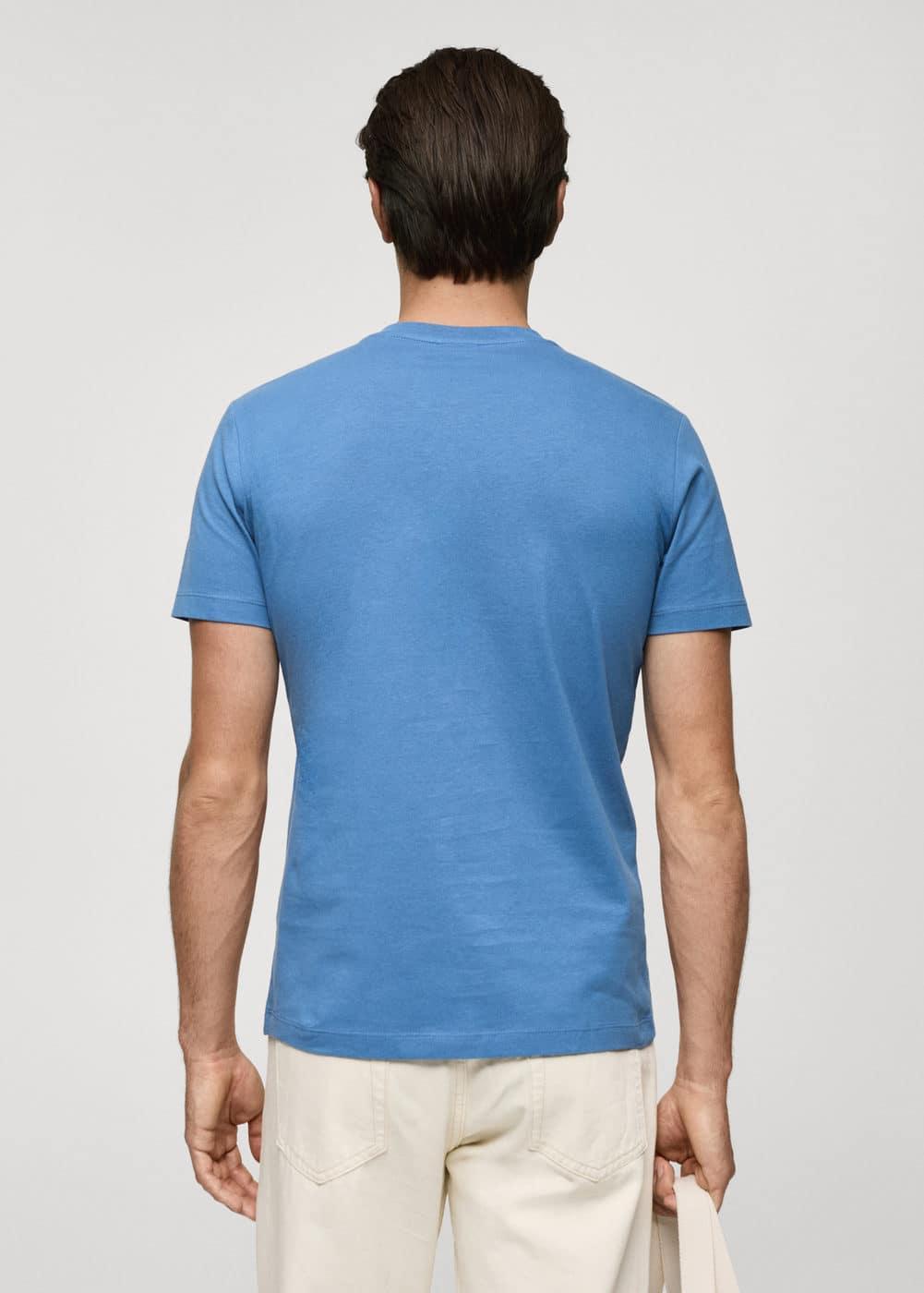 MANGO MAN - Slim-fit cotton V-neck t-shirt indigo blueMen Product Image