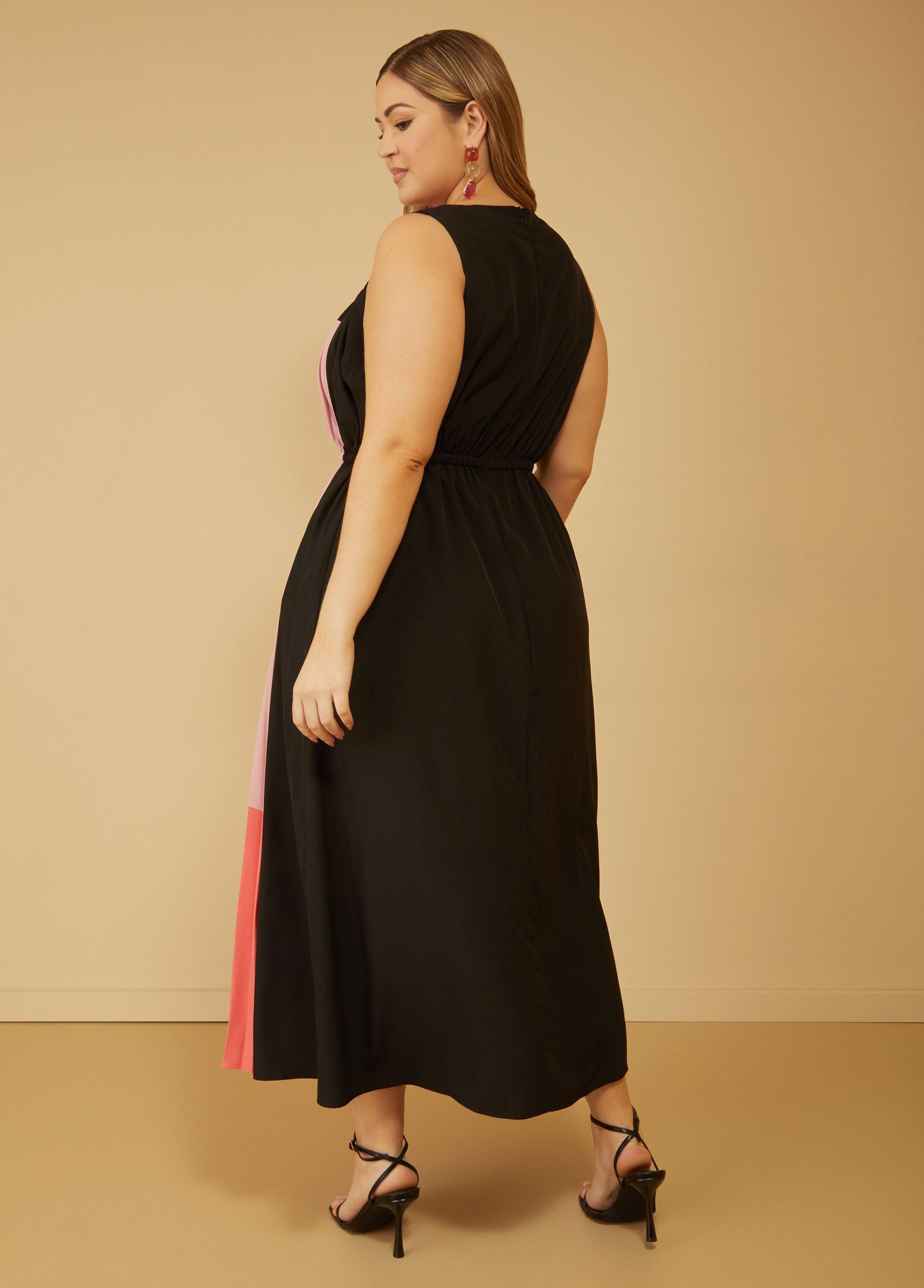 Colorblock Pleated Maxi Dress Product Image