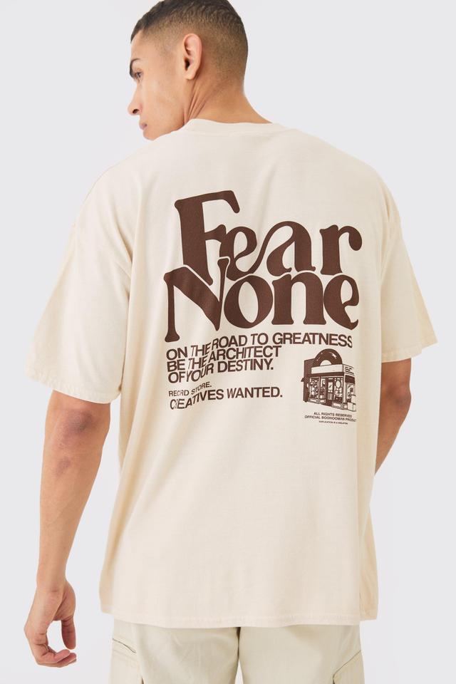 Oversized Wash Fear None Print T-shirt | boohooMAN USA Product Image