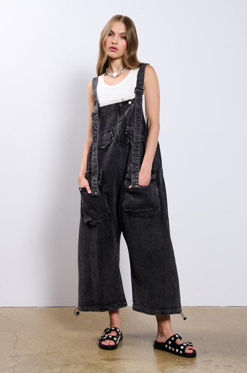 JUST LIKE THAT BAGGY FIT OVERALLS IN GREY Product Image