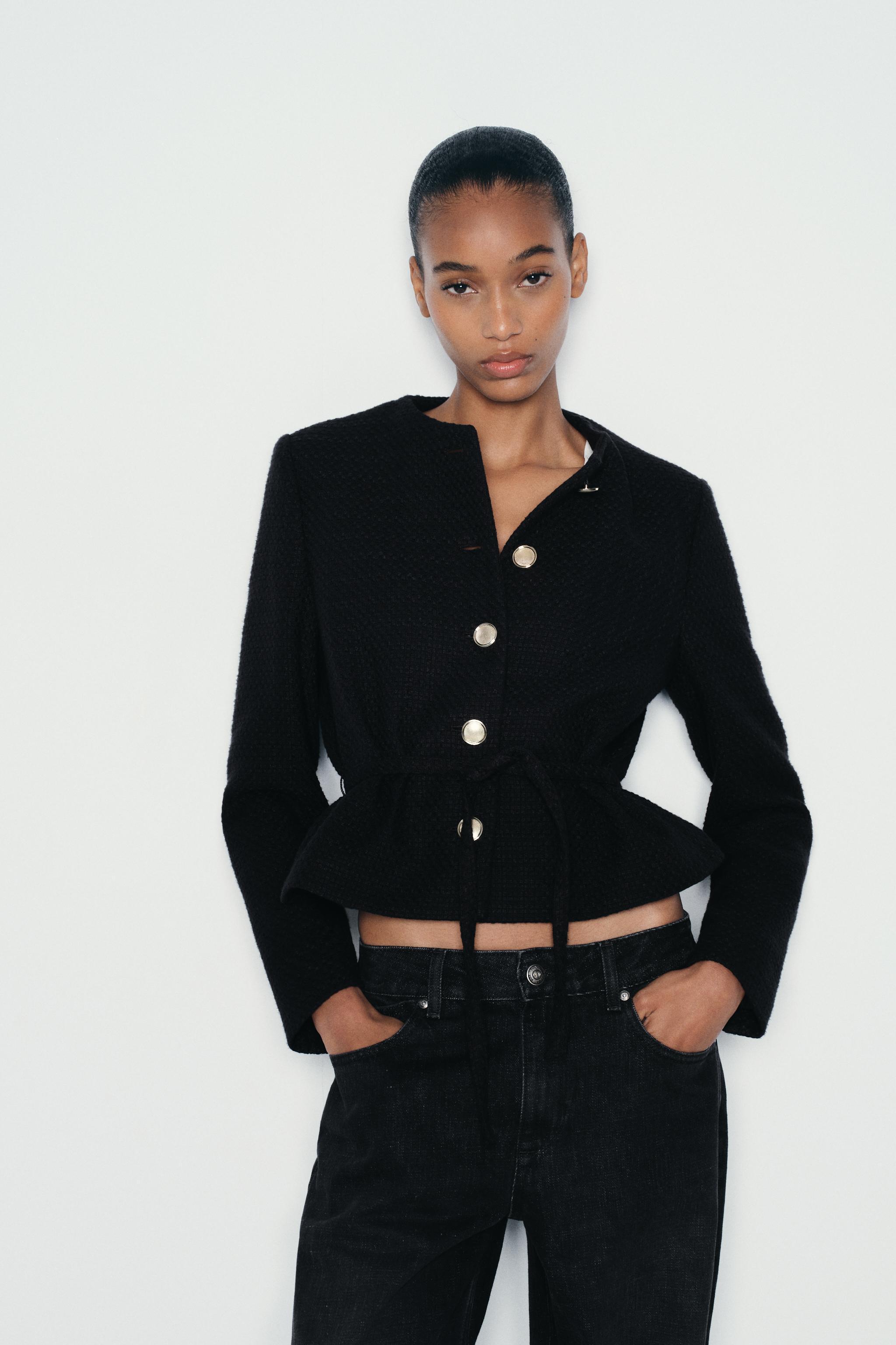 BELTED TEXTURED BLAZER Product Image