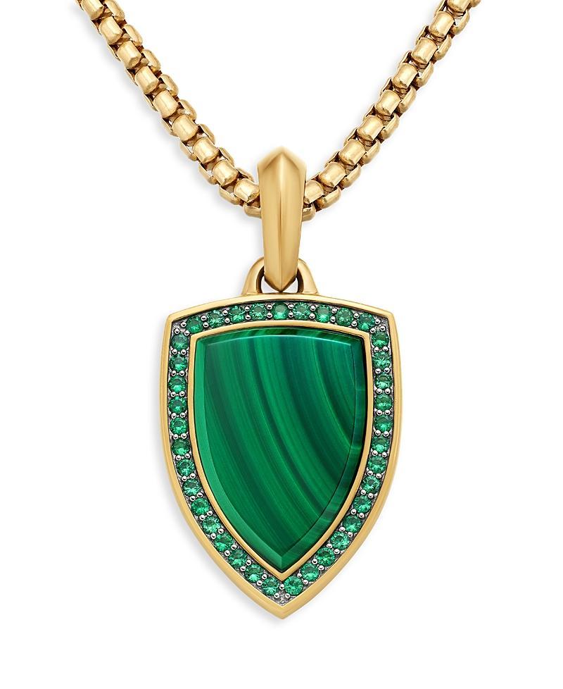 David Yurman Shield Amulet in 18K Yellow Gold with Malachite and Pave Emeralds Product Image