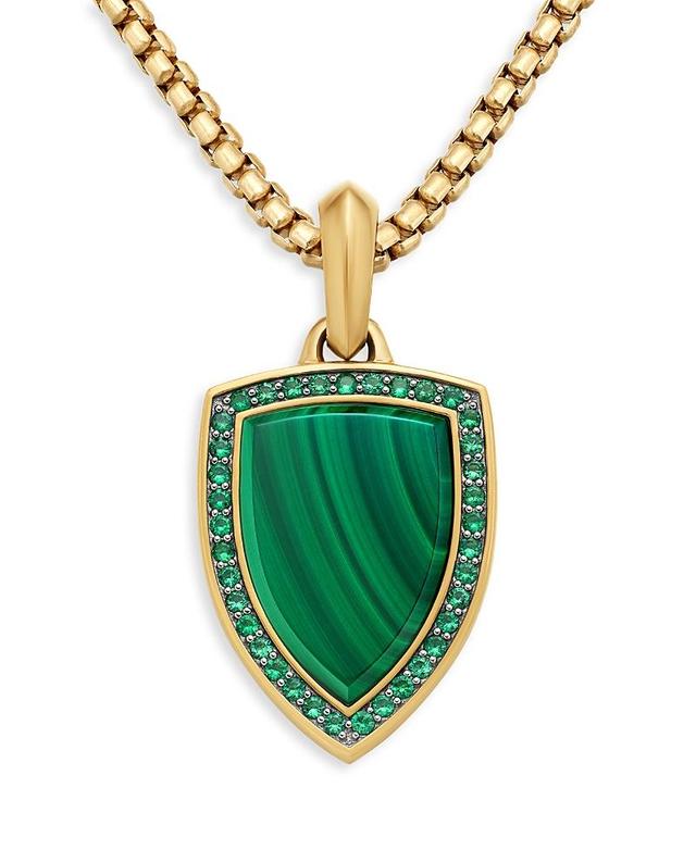 David Yurman Shield Amulet in 18K Yellow Gold with Malachite and Pave Emeralds Product Image