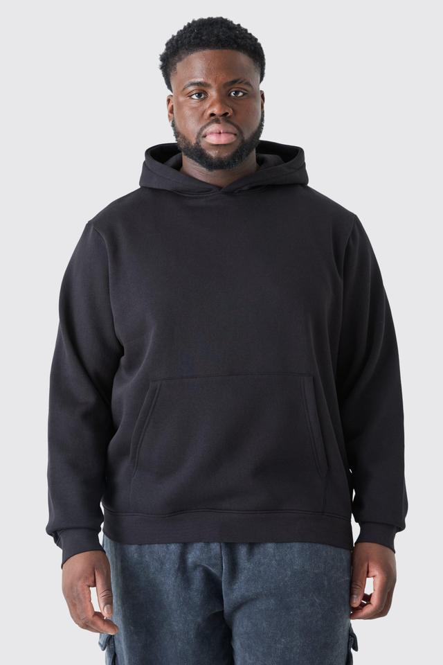 Plus Basic Over The Head Hoodie In Black | boohooMAN USA Product Image