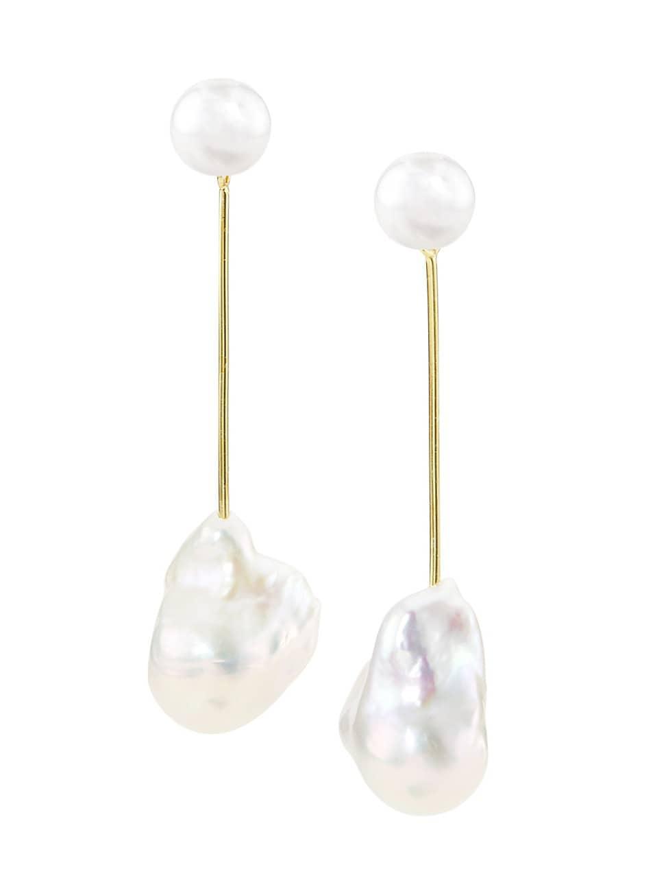 Womens Petunia 14K-Gold-Plated & Freshwater Pearl Earrings Product Image