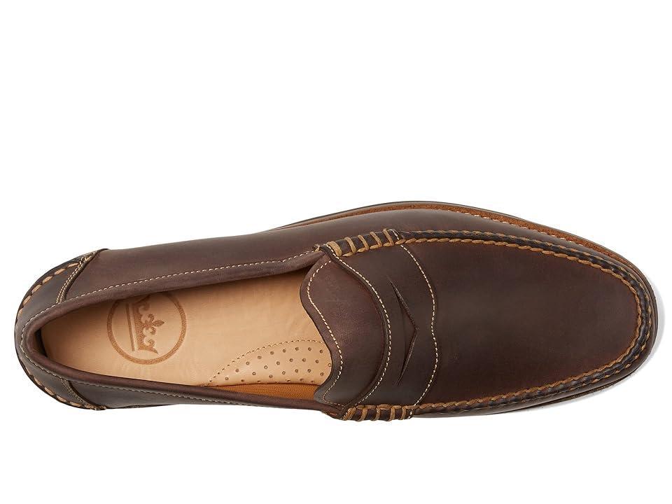 Peter Millar Handsewn Leather Penny Loafer (Chocolate) Men's Shoes Product Image