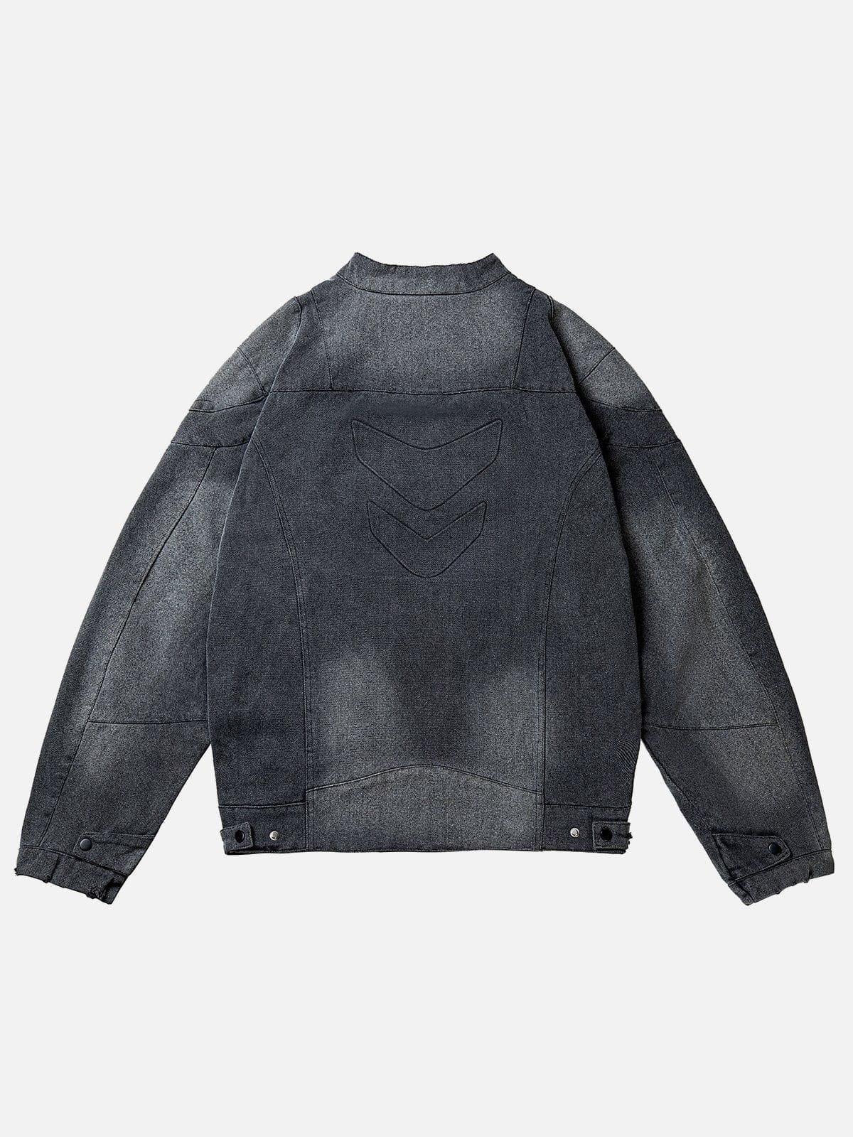 Aelfric Eden Washed Racer Denim Jacket Product Image