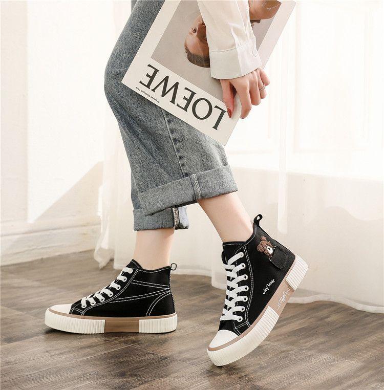 Embroidered Lace Up High Top Sneakers Product Image