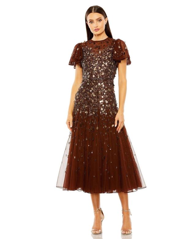 Womens Embellished Tulle Midi-Dress Product Image