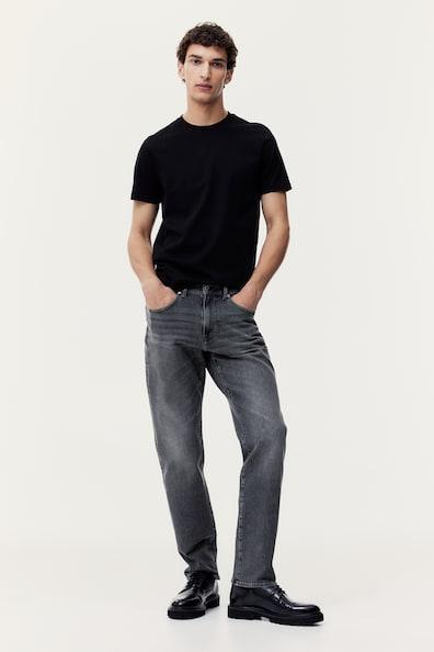 H & M - Xfit Straight Regular Jeans - Gray Product Image