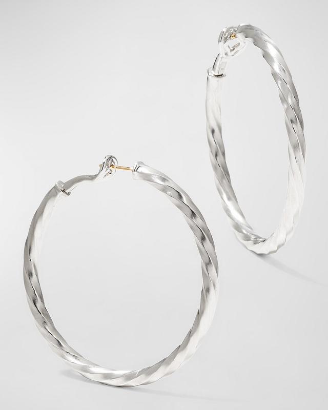 Womens Cable Edge Hoop Earrings In Sterling Silver Product Image